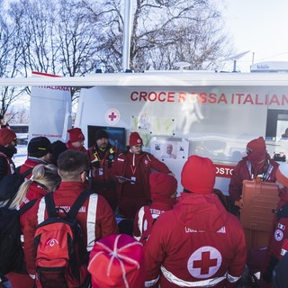 I volontari della Croce Rossa al lavoro per l'esercitazione al Campo dei Fiori