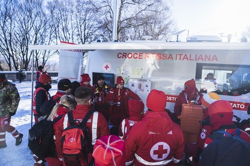 I volontari della Croce Rossa al lavoro per l'esercitazione al Campo dei Fiori