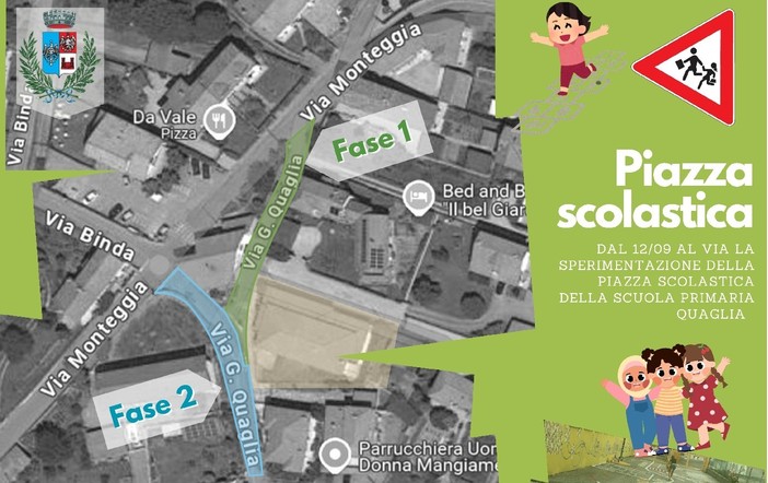 La cartina che indica la sperimentazione della &quot;piazza scolastica&quot; alla scuola Quaglia di Bogno a Besozzo