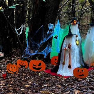 L'installazione dedicata ad Halloween al Laghetasc di Brebbia (foto di Julio di Gallarate)