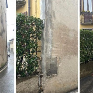 Il muro di via Dante a Daverio dopo la riparazione