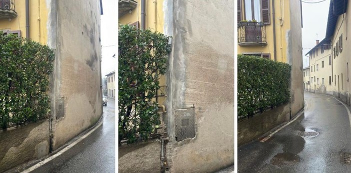 Il muro di via Dante a Daverio dopo la riparazione