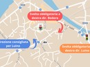 Le mappe con la viabilità alternativa predisposta per aggirare il cantiere sulla Sp69 che partirà il 20 novembre tra Porto Valtravaglia e Germignaga