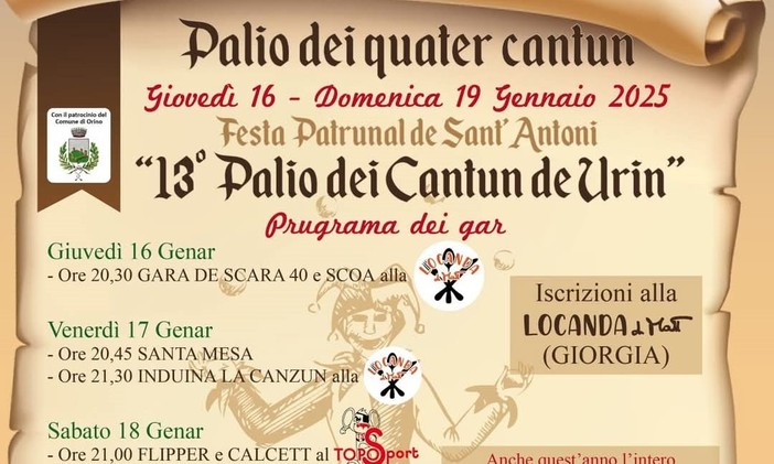 La locandina del Palio di Orino in dialetto