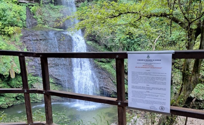 Ferrera, vietato fare il bagno e stare nella zona sotto la Cascata Fermona