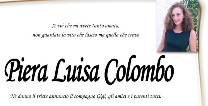 Il necrologio di Piera Luisa Colombo pubblicato sui social da Luigi Campisi