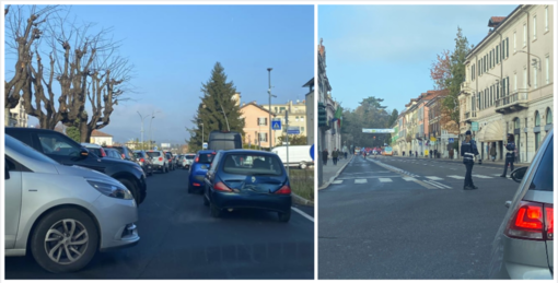 A sinistra: la situazione in largo Flaiano. A destra: via Sacco chiusa