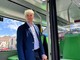 Il sindaco di Varese Davide Galimberti a bordo di un nuovo autobus elettrico