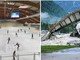 A sinistra la pista dell'Acinque Ice Arena, a destra il palaghiacico di Prato Sornico completamente distrutto
