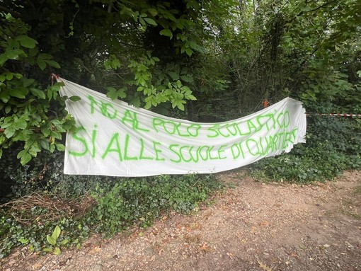 FOTO. Gli attivisti del comitato &quot;Salviamo gli alberi di Gallarate&quot; bloccano i lavori del polo scolastico