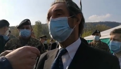 VIDEO. Fontana a Rancio: «Lombardia da 100 mila vaccini al giorno, anche se dovremo rallentare perché mancano le dosi»