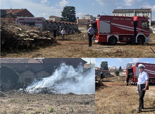 FOTO E VIDEO. Incendio vicino alla stazione Nord di Busto, vigili del fuoco in azione