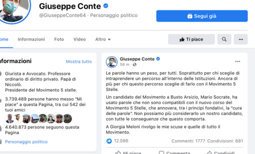 Il post di Giuseppe Conte
