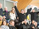 Carlo Bino, al centro, esulta a un gol dei Mastini assieme ad Alessandro Ballerio di Elmec (a sinistra) e a Ignazio Catania di Vivobike - Foto Alessandro Umberto Galbiati e