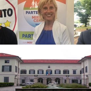 Da sinistra nella foto, i candidati sindaco di Castellanza: Alexandre Citati, Mirella Cerini e Angelo Soragni