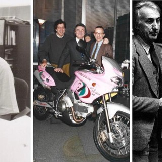 Enrico Minazzi, classe 1951, e quel profumo di giornalismo vero e autentico: alla Gazzetta dello Sport dal 1984 al 2010, nella foto centrale è nell'ufficio del direttore Candido Cannavò con la moto rosa che Claudio Castiglioni regalò a Pantani vincitore del Giro d'Italia 1998. A destra è con Sandro Gamba al palazzetto