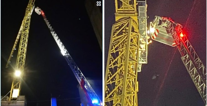 FOTO E VIDEO. Castronno, giovane s'arrampica nella notte su una gru di 25 metri: raggiunto e salvato