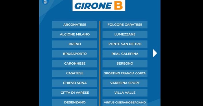 Ufficiale: Varese e Varesina nel girone B separate dal Legnano. Ecco il calendario completo