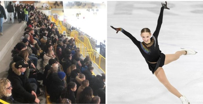 Magia e grande pubblico all'Acinque Ice Arena per gli Assoluti di pattinaggio: Ginevra Negrello impegnata ieri nel corto (Photo Credit @diebarbieri3 dalla pagina Facebook ufficiale della FISG - Federazione Italiana Sport del Ghiaccio). Sotto in gallery i podi e i medagliati nella categoria Junior