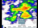 La previsione del radar di MeteoSvizzera per le 0.40 di domenica mattina: il puntino rosso è Varese