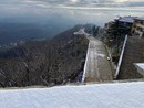 La terrazza del Mosè innevata questa mattina al Sacro Monte