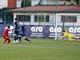 Bertoli si gira al 93' e spedisce la palla nell'angolino lontano ma il portiere del Vigasio con la punta delle dita dice incredibilmente che la partita deve finire 0-0 (foto Scaringi - Varesina Calcio)