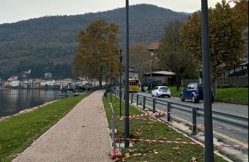 Il nuovo tratto di lungolago oggetto dei lavori d'installazione dei nuovi impianti (foto Comune di Porto Ceresio)