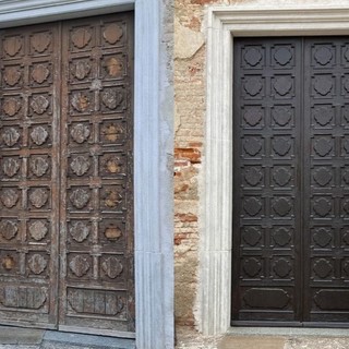 La porta del santuario di piazza IV Novembre è tornata al suo antico splendore