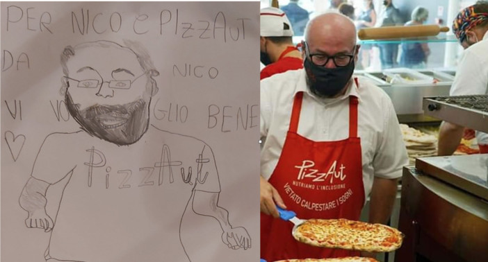 PizzaAut, il disegno di un bimbo che cancella gli idioti dello «gne gne»