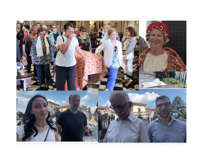 Il mantello sul feretro e la commozione per Piera Moroni - foto per cortesia di Giampietro Castignone -, e i saluti dopo la cerimonia
