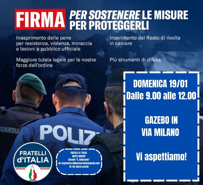 Disordini a Busto, Fratelli d'Italia lancia una petizione