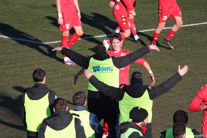 Pietro Marangon, varesino classe 2006, domani dovrebbe essere nuovamente titolare dopo il primo gol in maglia biancorossa (foto Lorenzo Tortarolo - Svsport.it)