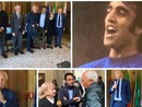 Il progetto del docufilm &quot;Stella del Sud&quot; è stato presentato nel Salone Estense del Comune di Varese, ospiti Roberto Bettega - qui sopra con Anna, moglie di Pietro Anastasi, e il figlio Gianluca - e Beppe Marotta