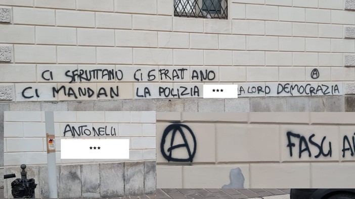 Alcune scritte riunite in questa foto ( con gli insulti oscurati)