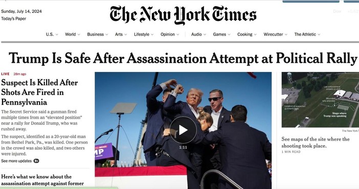 L'home page online del New York Times