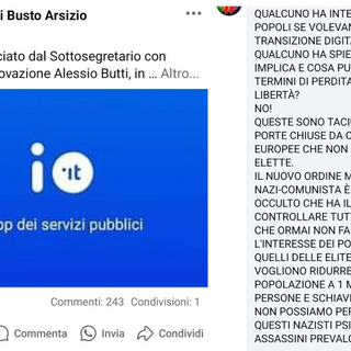 Pagina Facebook del Comune di Busto sotto attacco. Centinaia di commenti contro «il nuovo ordine mondiale nazi-comunista»