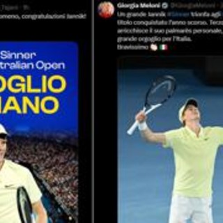 Sinner trionfa agli Australian Open: da Tajani a Meloni, esulta la politica